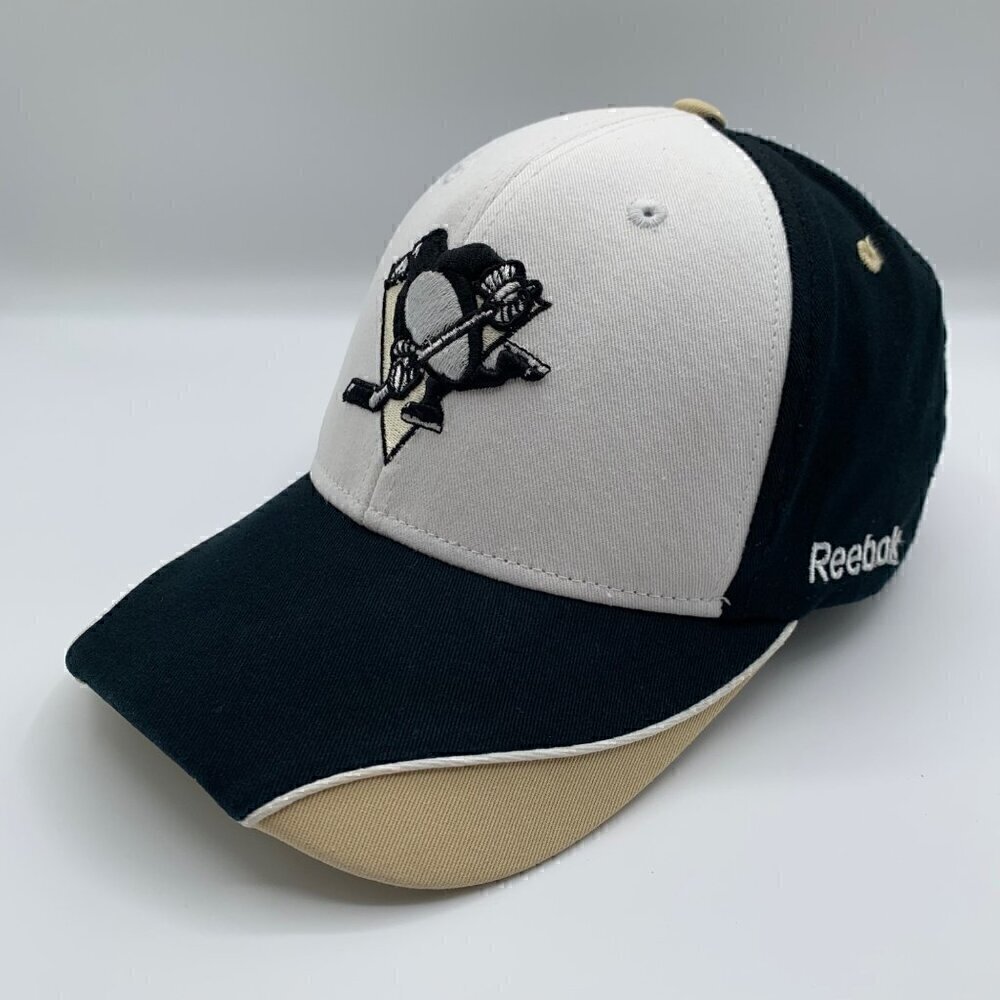 Pittsburgh Penguins NHL Black White Reebok Adjustable Hat